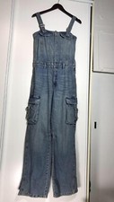 Zara Womens Denim Cargo Jumpsuit Nwt
