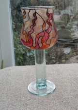 Hurricane Stained Glass Stem Candle Holder 25cm tall Hollow stem