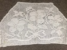 Vintage 1920’s Hand Crocheted Cradle Pillow Cover White Cotton 40x24cm Flowers