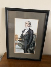 Vintage framed caricature of William Ewart Gladstone (1809–1898),
