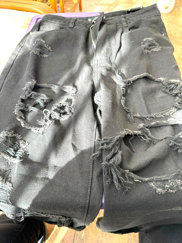 Black ripped jeans - black,