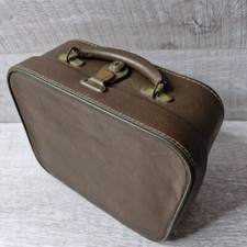 Pixie Personal Luggage Vanity Case Brown And Orange Vinatge, 12" X 10.5" X 5"
