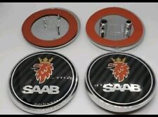 SAAB CARBON BONNET BOOT TRUNK PACK SET 2 BADGE EMBLEM 93 95 9-3 9-5 REPLACEMENT
