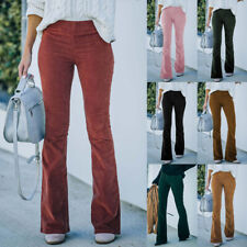 Women Corduroy Bottoms Ladies Daily Wear Casual Wide Leg Palazzo Pant Pockets