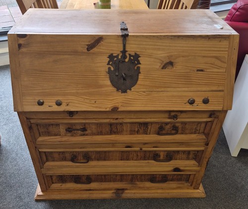 Lockable pine bureau writing - lockable, bureau/writing