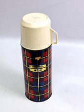 Vintage Thermos Tartan Flask / Blue & Red / Model 18