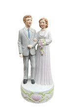 Ceramic Musical Wedding Couple Figurine Cake Topper Ornament, Possibly Japanese