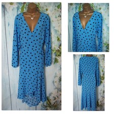 NEW WALLIS OCCASION DRESS SIZE 14, Polka Dot Spot  Hi Low Hem Wrap Midi Dress