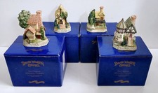David Winter Robin Hood Sherwood Forest Set Of 4 Cottages Handmade Painted 1995