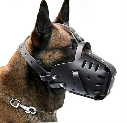 Leather dog muzzle - leather, basket