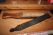 Antique Vintage Primitive Wood & Leather Paddle Strop Very Old Barber Blade