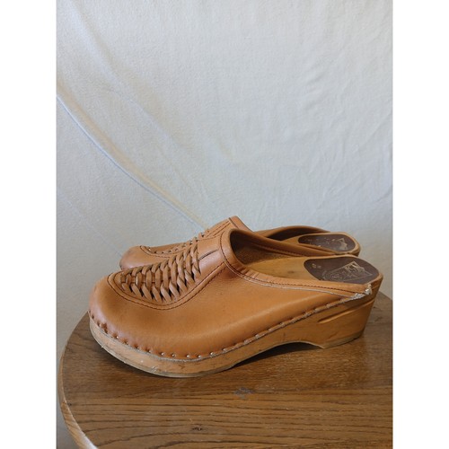 Swedish wooden clogs leather