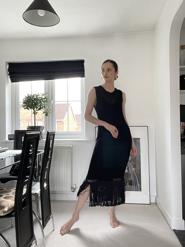Zara black knit dress - black,