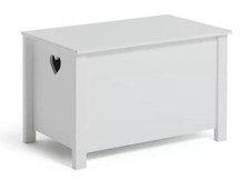 Mia Toy Box - White | Kids Storage Chest with Lid Heart Cut-Out Bedroom Organise