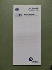 Bus Timetable Service 41 Walsall To Willenhall, England Pub. July 2016