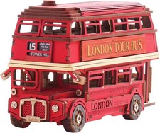 Robotime Rolife London Tour Bus 3D Wooden Puzzles Wood Model Toy Car to Build
