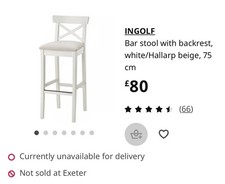 IKEA INGOLF White Barstool In Reasonable Condition. Very Good Used