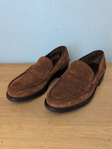 Mens barker brown suede penny - barker,