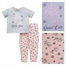 Girls Disney Frozen Elsa Design Pyjamas 2 Piece Nightwear Set PJs 5-10 Years NEW