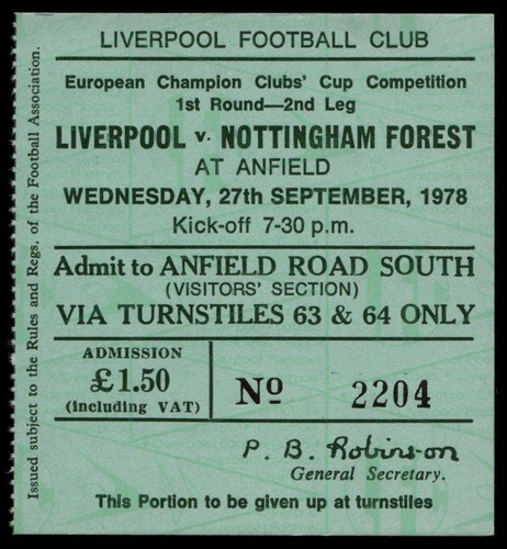 Ticket 1978 liverpool - ticket,