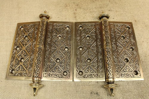 Old door hinges - old, brass
