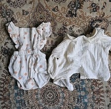 Zara Baby Girl Bundle Romper Polka Dot Cream Blouse 3-6 Months Frill Ruffle