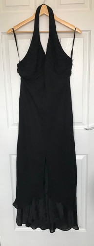 Black halter necked dress - black,