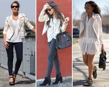 ZARA ECRU LEATHER BIKER JACKET