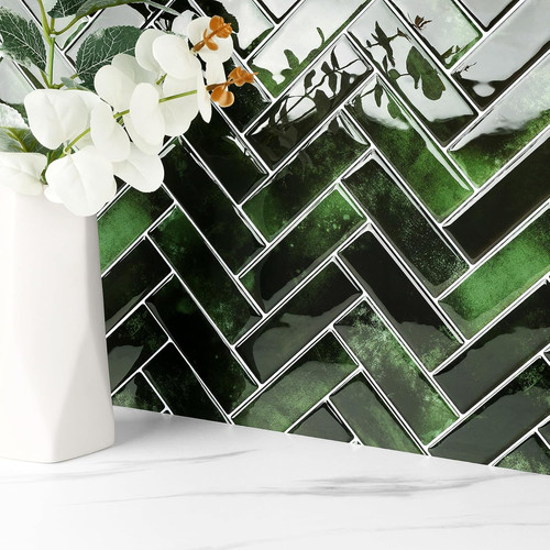 Emerald green herringbone peel - emerald,