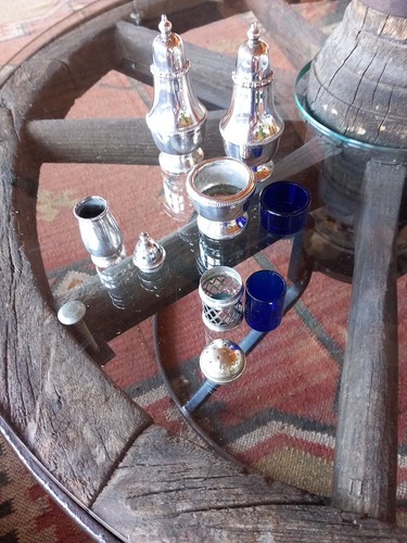 Silver plated cruet set - set, with