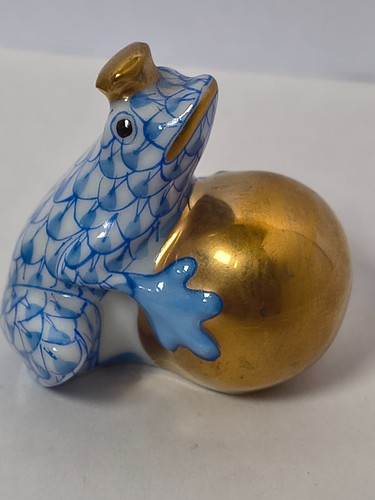 Herend prince frog with blue - frog,