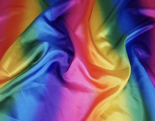 Rainbow satin fabric bright - satin,