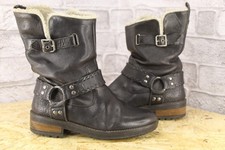 BLACK LEATHER BIKER BOOTS SIZE
