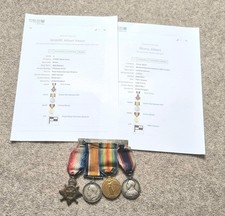 WW1 Medal Quartet - ALBERT VICTOR SHARP WW1 Trio Royal Fleet Reserve LS&GC Medal