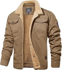 Mens Trucker Jacket Cargo Military  Winter Sherpa Thermal 100% cotton outer