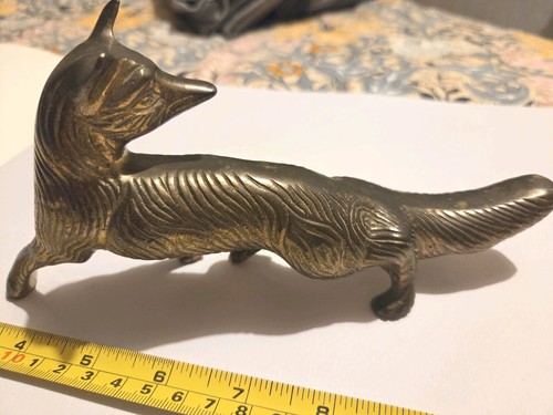 Vintage brass fox walking - brass,