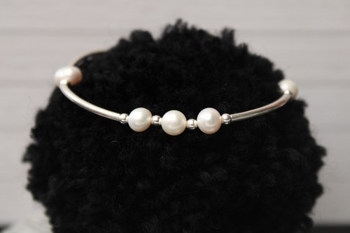 Silver bracelet pearl - bracelet,