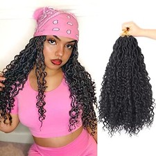 Goddess Locs Crochet Hair 18 Inch Synthetic Braiding Hair Extension in Black