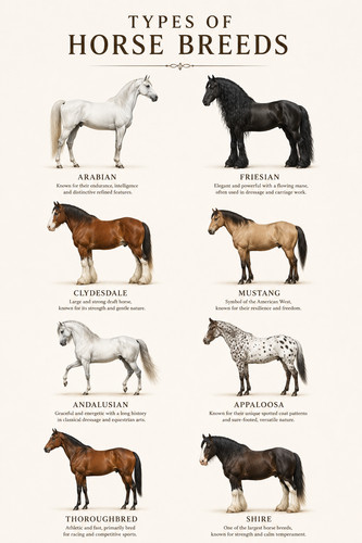 Types horse breeds wall - of,