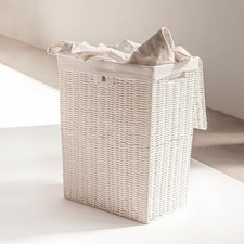 Resin Large/Medium Laundry Clothes Basket with Lid, Lock and Lining Storage