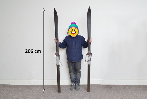 Vintage old wooden ski - ,