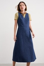 Seasalt Women's Regular Audrey Pinafore Dress Dark Wash