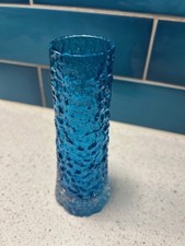 Whitefriars Baxter,  Tappered Finger Vase, medium size, in Kingfisher blue #9729