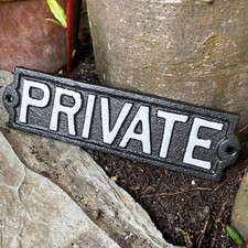 Cast Iron Private Sign Antique Black Wall Mounted Garden Gate Door Plaque 22cm