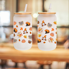 Thanksgiving Frosted Glass Cup