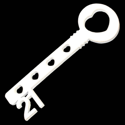 White wooden heart cut key - wooden,
