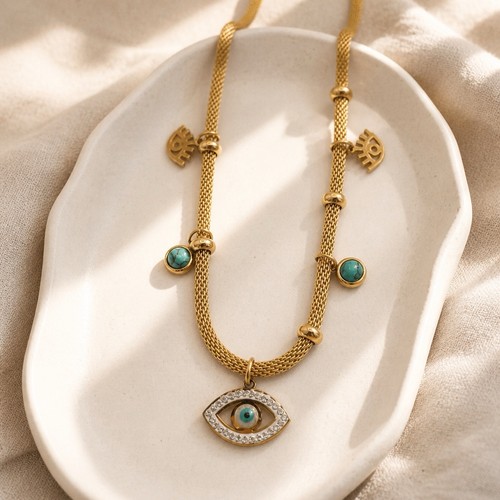 Evil eye pendant necklace with - necklace,