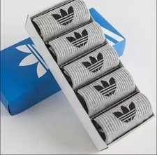 Adidas Socks 5 Pairs Pack Gery Cotton Mid-Tube Casual Socks Unisex