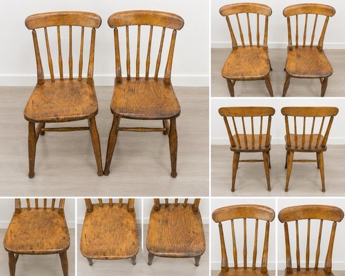 Pair vintage solid elm - of,