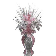 Pink silver vase with flowers - silver,